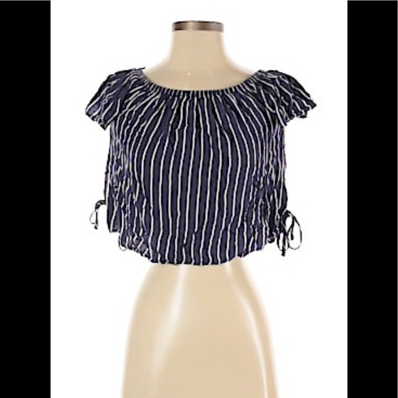 Divided by H & M Navy And White Striped Crop Top